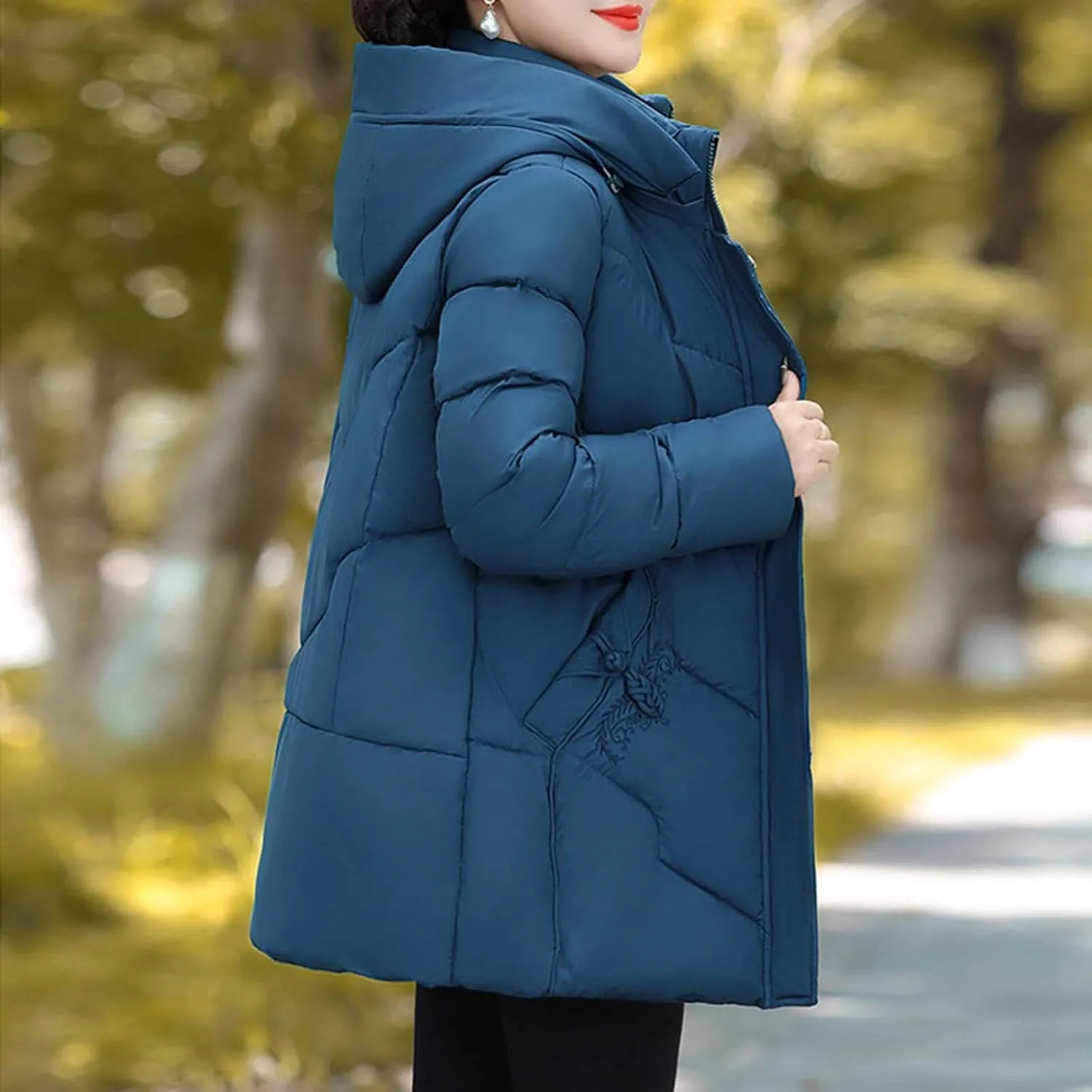 Thicken Puffer Jackets for Women Winter Warm Quilted Down Jackets Fashion Windproof Padded Coats Parka with Pockets