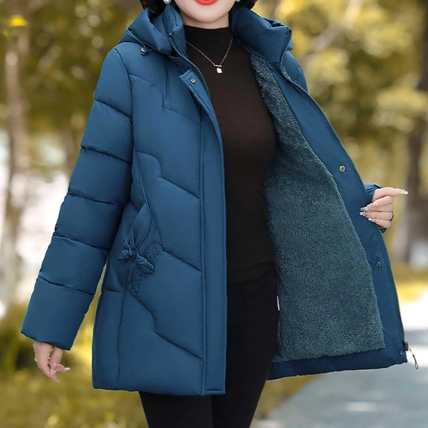 Thicken Puffer Jackets for Women Winter Warm Quilted Down Jackets Fashion Windproof Padded Coats Parka with Pockets