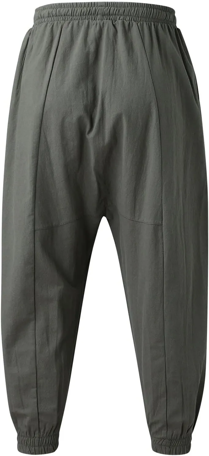 Trousers Men with Pockets Drawstring Elastic Pants Mid Waist Waist Solid Casual Men's Casual Chinos Pants Men