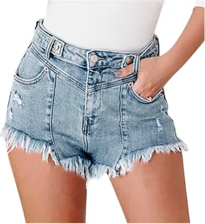 tuduoms Womens Fashion Denim Paperbag Shorts Casual High Waisted Petite Bermuda Shorts Cute Bow Tie Waist Shorts with Pockets