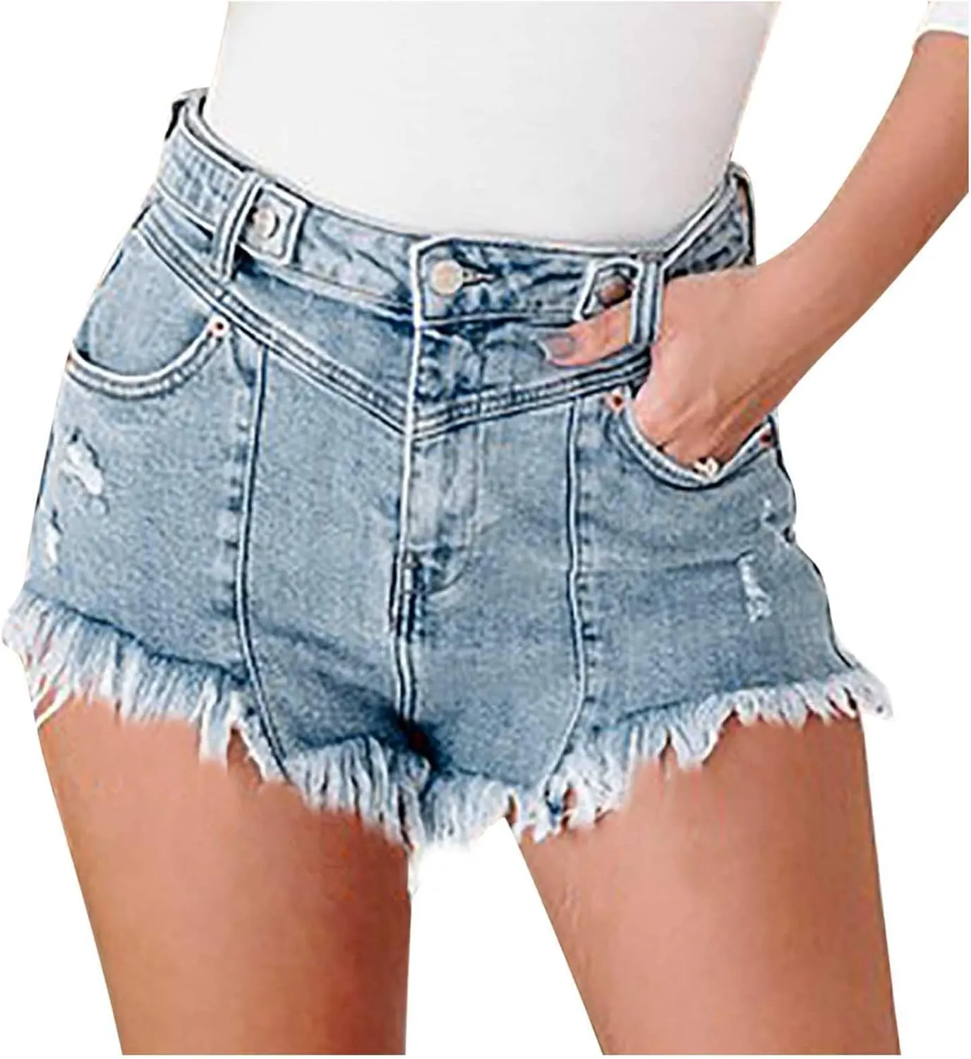 tuduoms Womens Fashion Denim Paperbag Shorts Casual High Waisted Petite Bermuda Shorts Cute Bow Tie Waist Shorts with Pockets