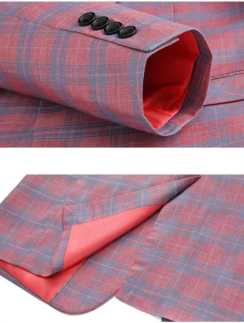 UNINUKOO Men's Blazer Plaid Sport Coat Casual Lightweight Checkered Suit Jacket Summer Jacket Men