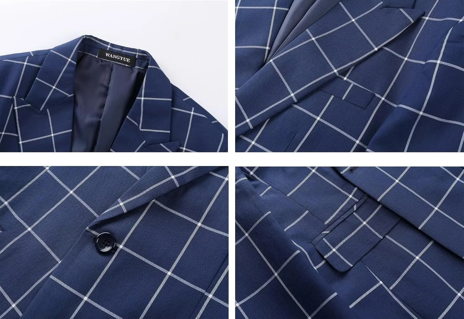 Wangyue Mens Plaid Blazer Checkered Blazer Jackets Slim Fit Suit Notched Lapel Two Button Jacket Casual Sports Coat