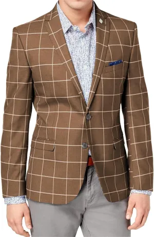 Wangyue Mens Plaid Blazer Checkered Blazer Jackets Slim Fit Suit Notched Lapel Two Button Jacket Casual Sports Coat