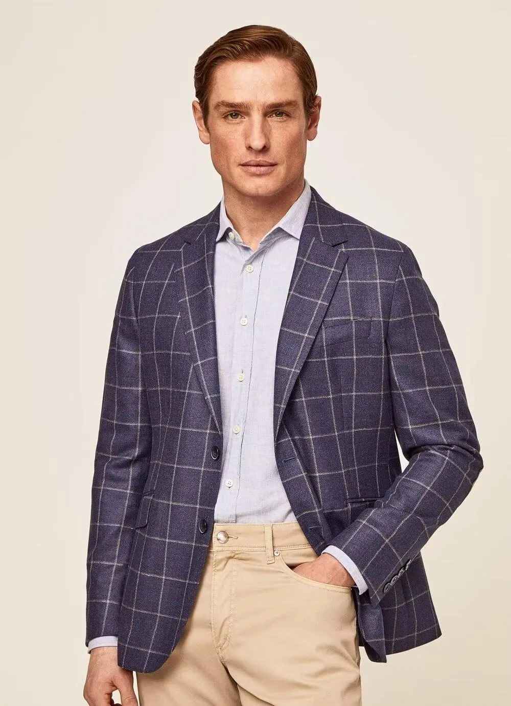 Wangyue Mens Plaid Blazer Checkered Blazer Jackets Slim Fit Suit Notched Lapel Two Button Jacket Casual Sports Coat