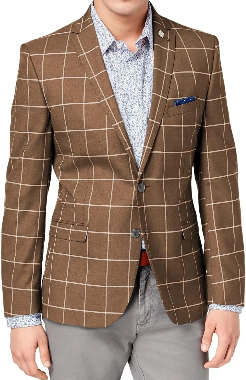 Wangyue Mens Plaid Blazer Checkered Blazer Jackets Slim Fit Suit Notched Lapel Two Button Jacket Casual Sports Coat