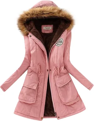 Warm Jacket Size Winter Coat Lapel Collar Long Sleeve Jacket Vintage Thicken Coat Womens 2024 Winter Zip Puffer