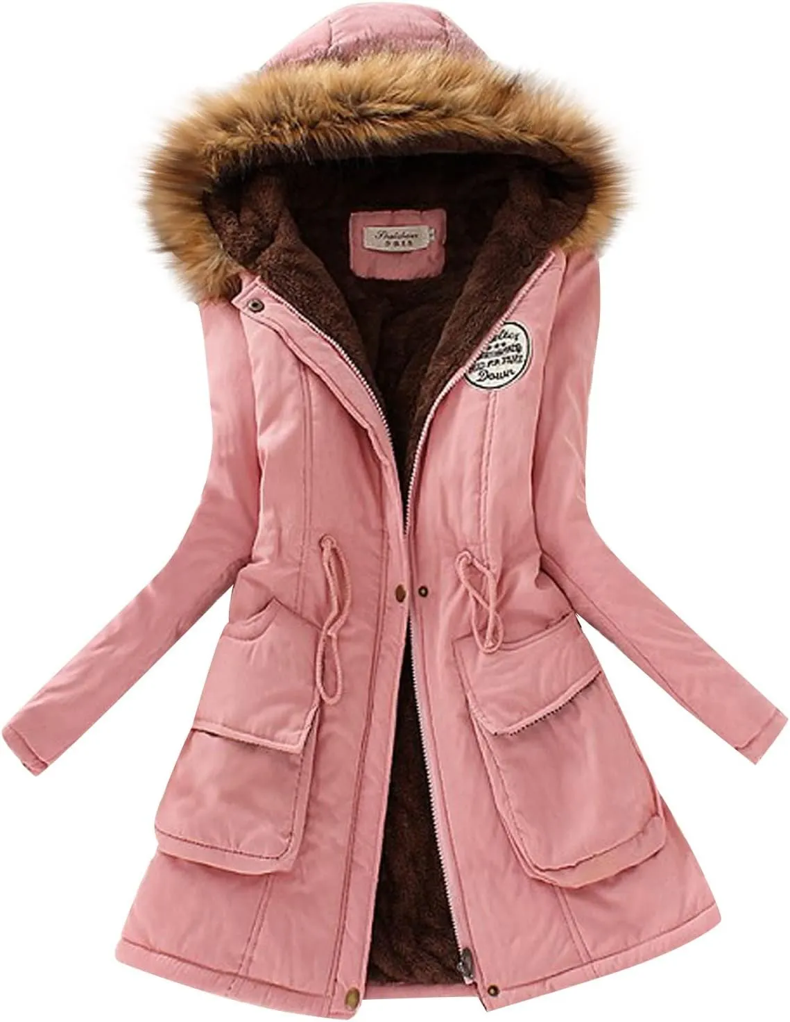 Warm Jacket Size Winter Coat Lapel Collar Long Sleeve Jacket Vintage Thicken Coat Womens 2024 Winter Zip Puffer