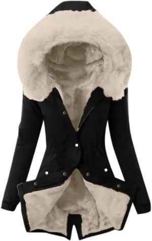 Warm Jacket Size Winter Coat Lapel Collar Long Sleeve Jacket Vintage Thicken Coat Womens 2024 Winter Zip Puffer