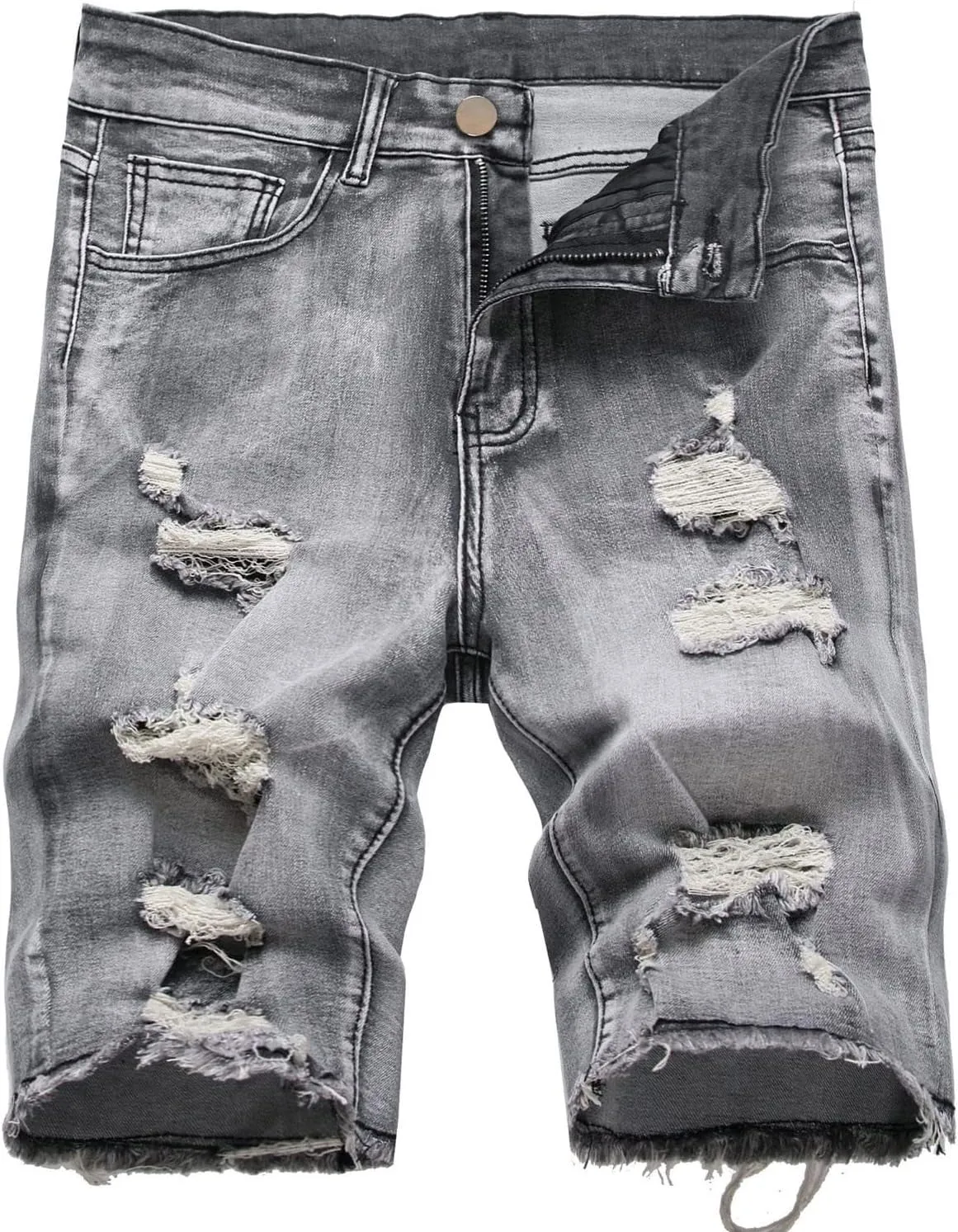 Washed Denim Shorts for Mens Casual Classic Fit Ripped Shorts Distressed Summer Jeans Shorts Workout Short Jeans Pants