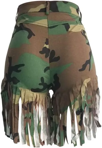 Weigou Women Denim Shorts High Waisted Tassels Summer Stretchy Frayed Raw Hem Short Jeans Clubwear Jeans Short