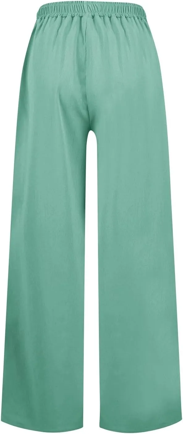 Wide Leg Dress Pants for Women Paperbag High Waisted Business Casual Pants Palazzo Lounge Pants Trousers with Pockets