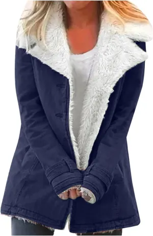 Winter Coats Clearance 2025 Women Warm Winter Jacket Sherpa Fleece Lined Jacket Thick Parka Coat Outerwear Fashion Plus Size Overcoat Fleece Lined Denim Jackets