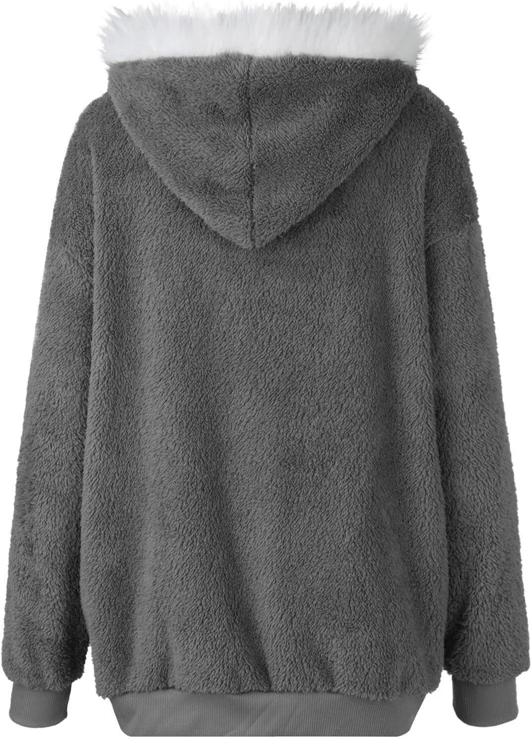Winter Coats for Women 2024 Zip up Long Sleeve Casual Warm Fuzzy Hooded Jackets Loose Fit Soft Comfy Coats