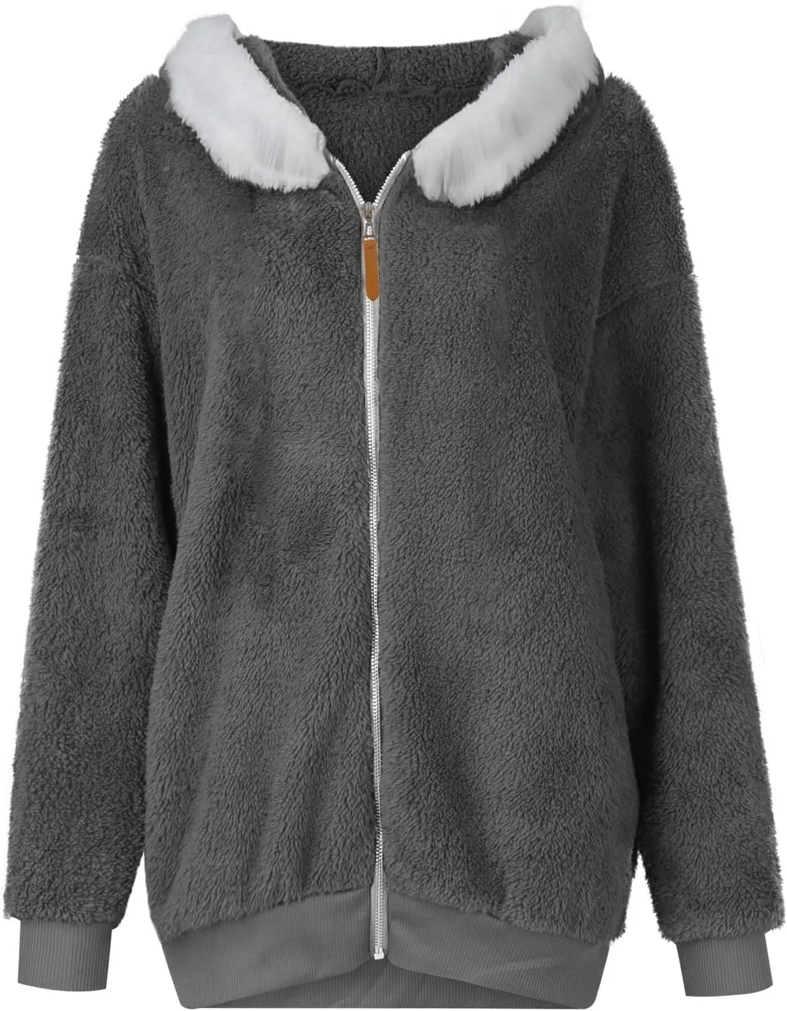 Winter Coats for Women 2024 Zip up Long Sleeve Casual Warm Fuzzy Hooded Jackets Loose Fit Soft Comfy Coats
