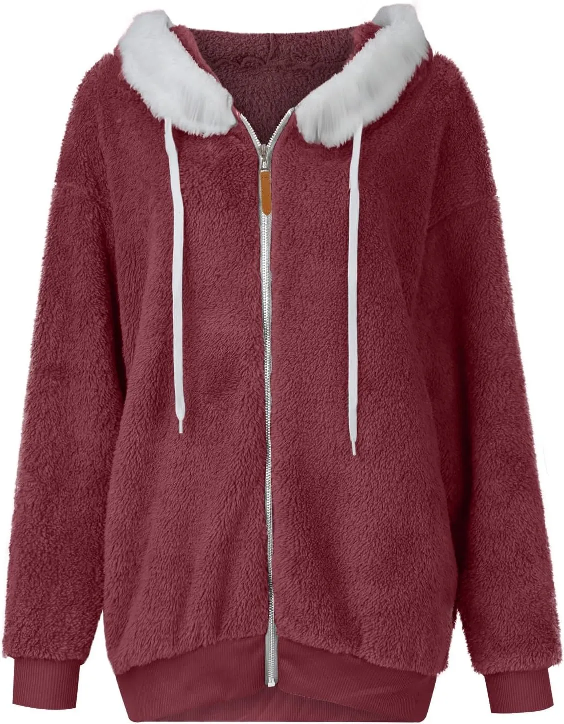 Winter Coats for Women Fuzzy Fleece Jacket Zipper Hooded Color Block Patchwork Cardigan Sherpa Outerwear with Pocket