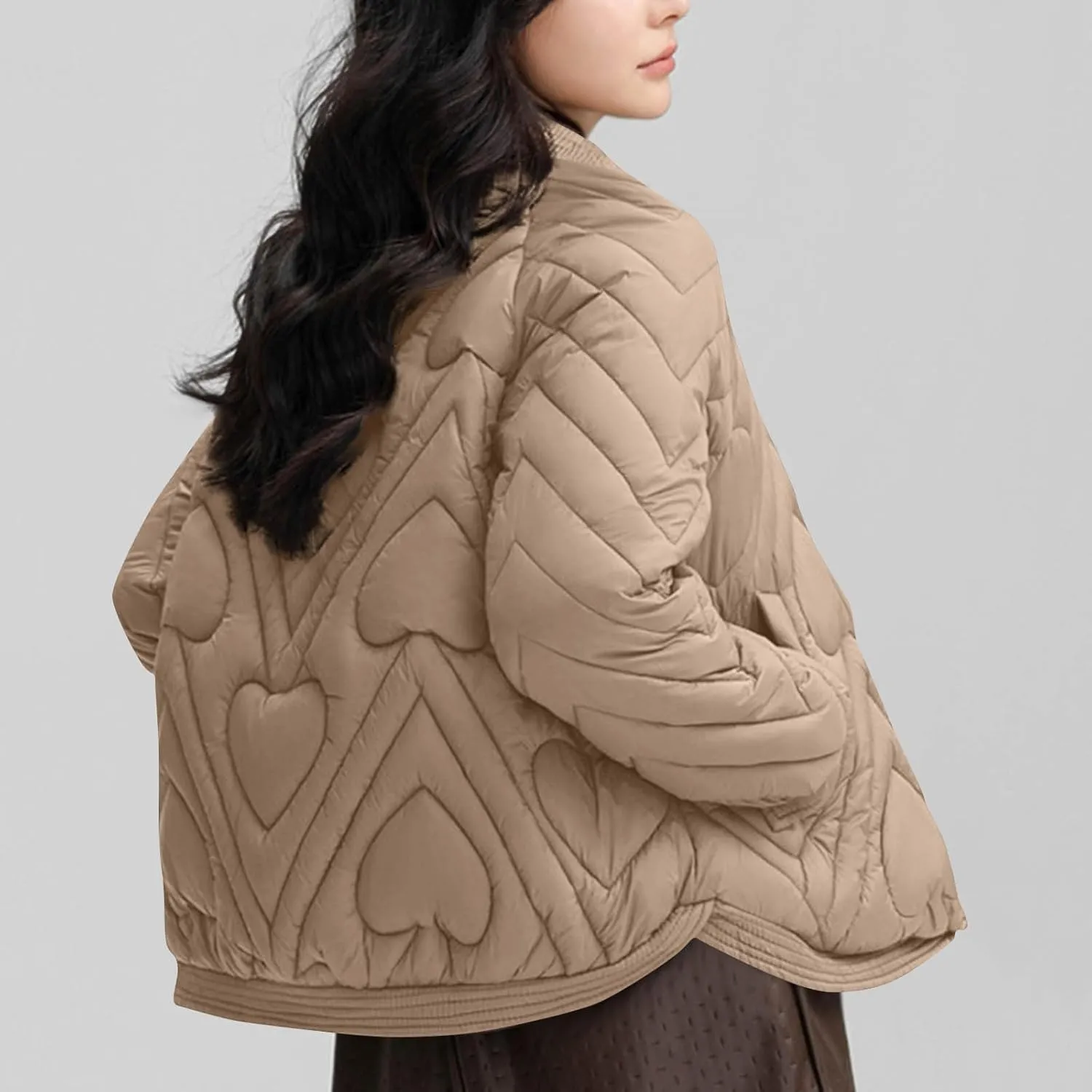Winter Down Puffer Jackets for Women Dressy Casual Short Quilted Jackets Fashion Button Cropped Bomber Padded Coats