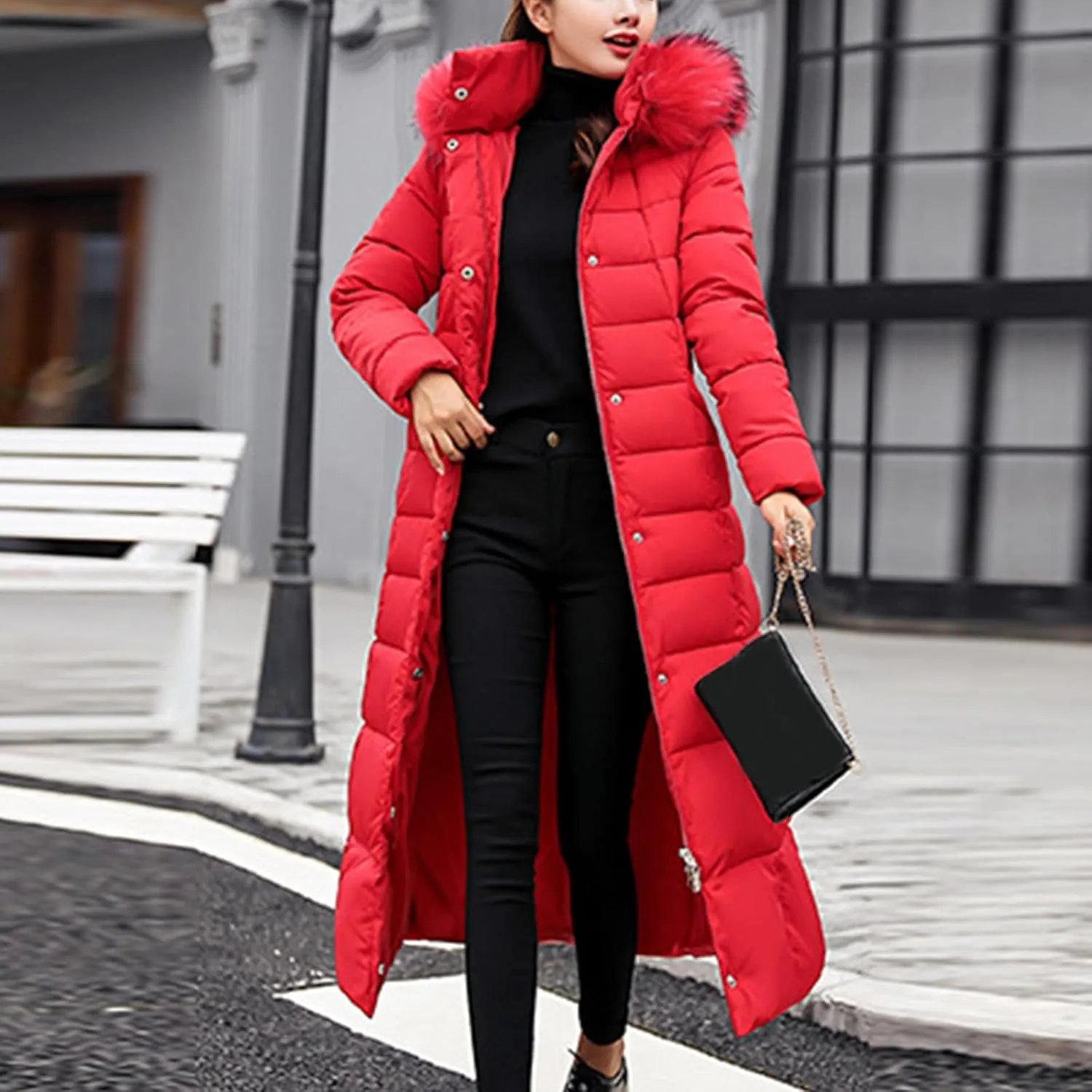 Winter Parkas for Women, Women Winter Long Coat Waterproof Warm Long Puffer Jacket Parka Warm Down Padded Jacket Coat