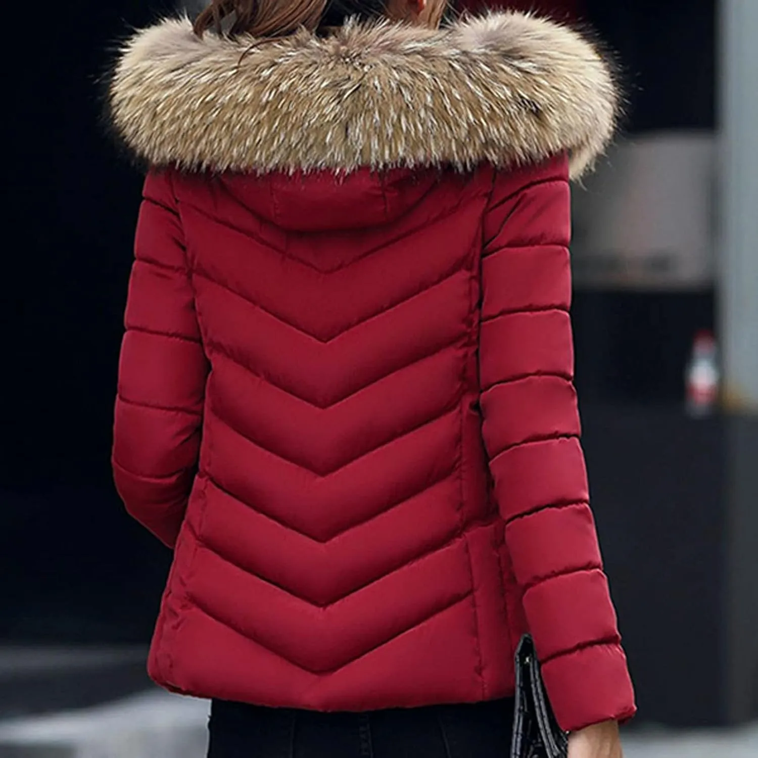 Winter Warm Parka Jacket Lapel Collar Long Sleeve Jacket Vintage Thicken Coat Jacket Warm Hooded Thick Padded