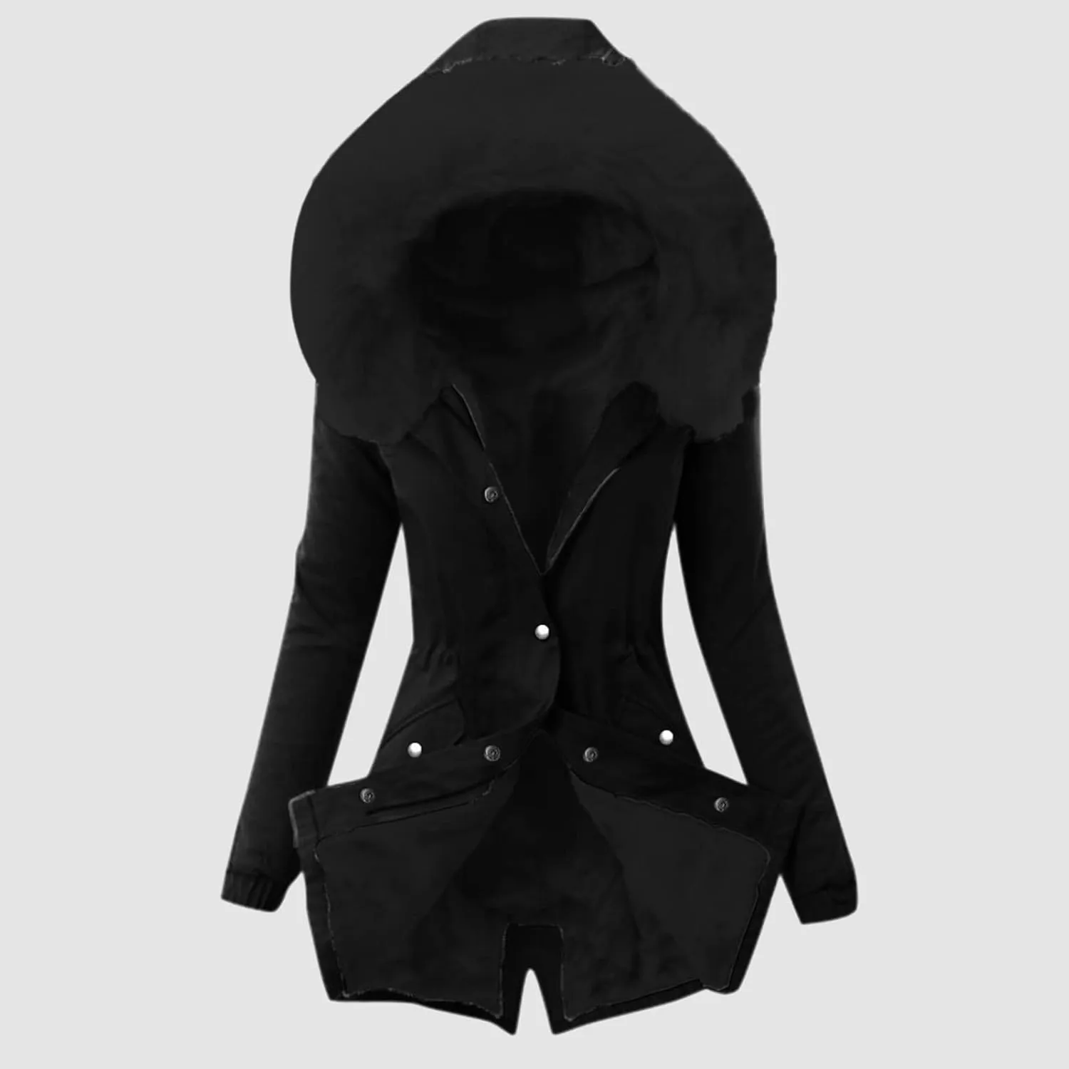 Winter Warm Parka Jacket Lapel Collar Long Sleeve Jacket Vintage Thicken Coat Jacket Warm Hooded Thick Padded