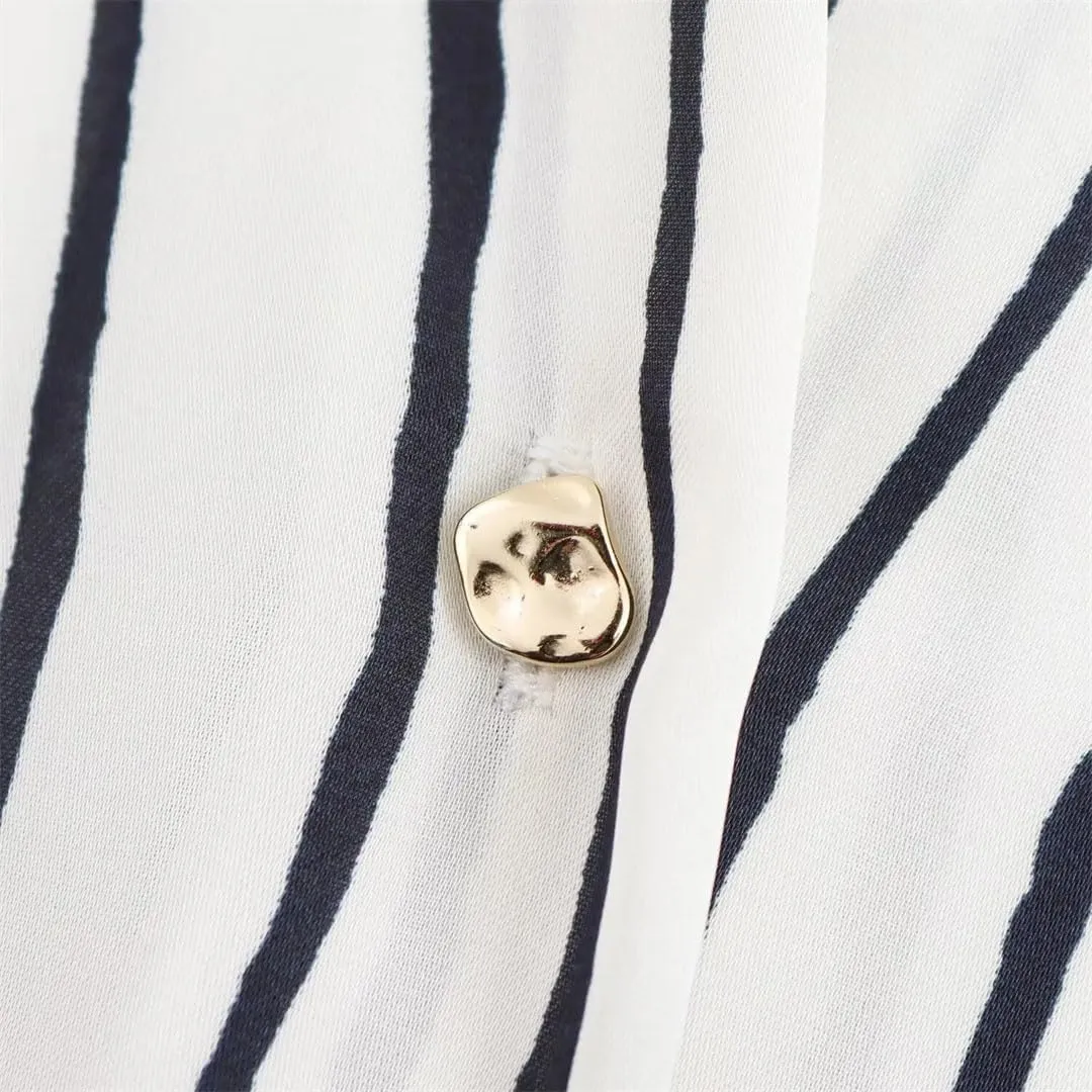 Woman Silk Textured Shirt Slim Turn Down Collar Blouses