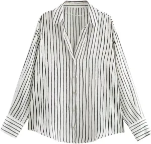 Woman Silk Textured Shirt Slim Turn Down Collar Blouses