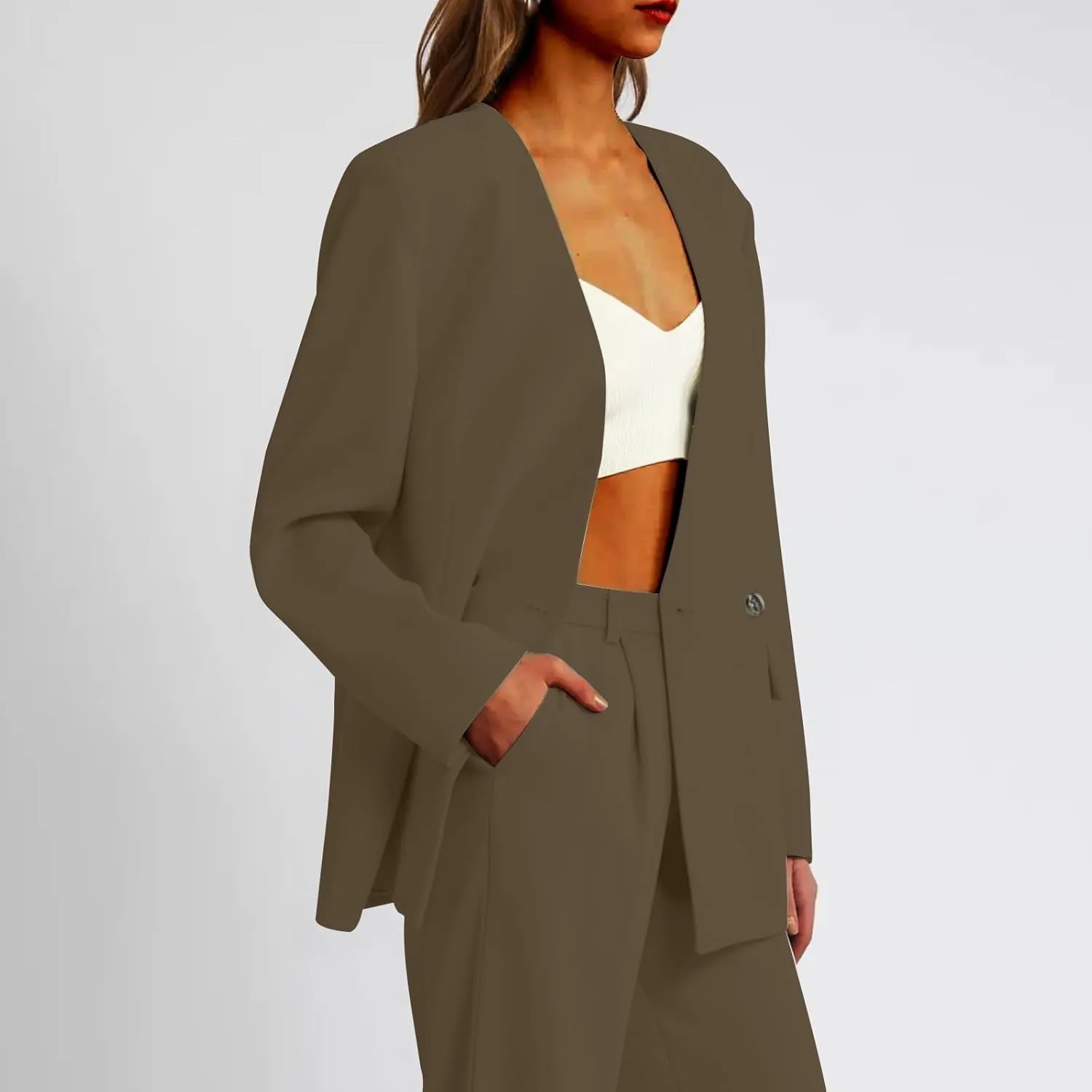 Women Blazers Fashion Dressy Office for Women Jackets Cropped Prtite Winter Cardigan Baggy Herringbone Cardigan