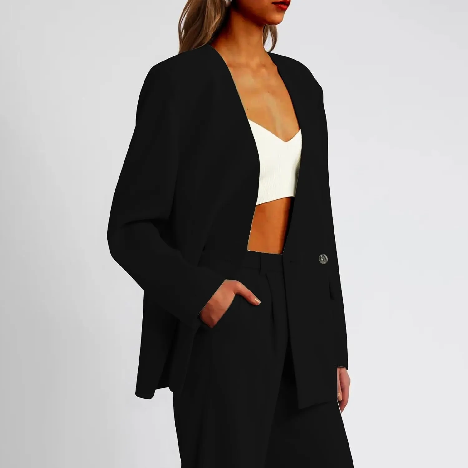 Women Blazers Fashion Dressy Office for Women Jackets Cropped Prtite Winter Cardigan Baggy Herringbone Cardigan