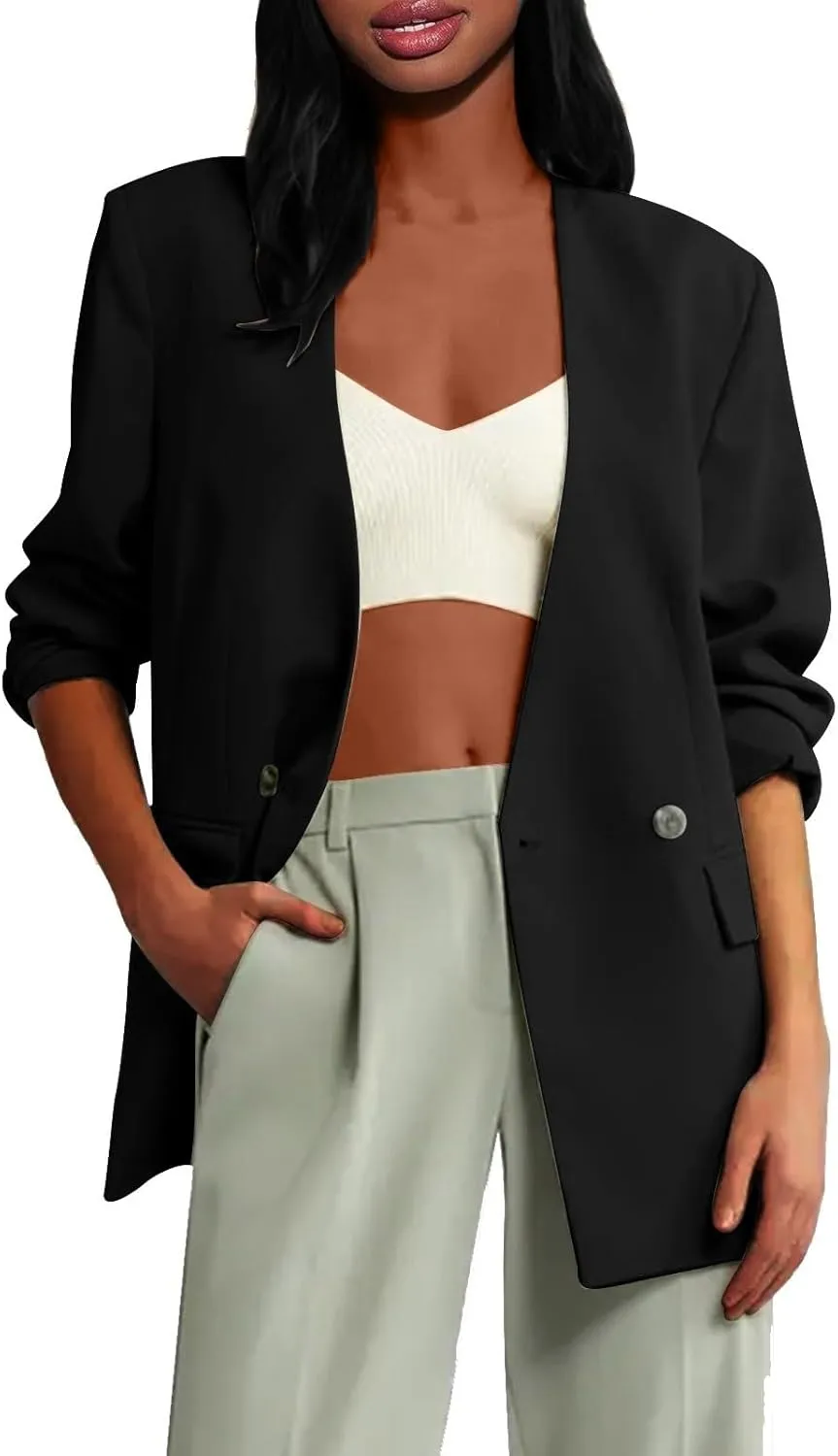 Women Blazers Fashion Dressy Office for Women Jackets Cropped Prtite Winter Cardigan Baggy Herringbone Cardigan