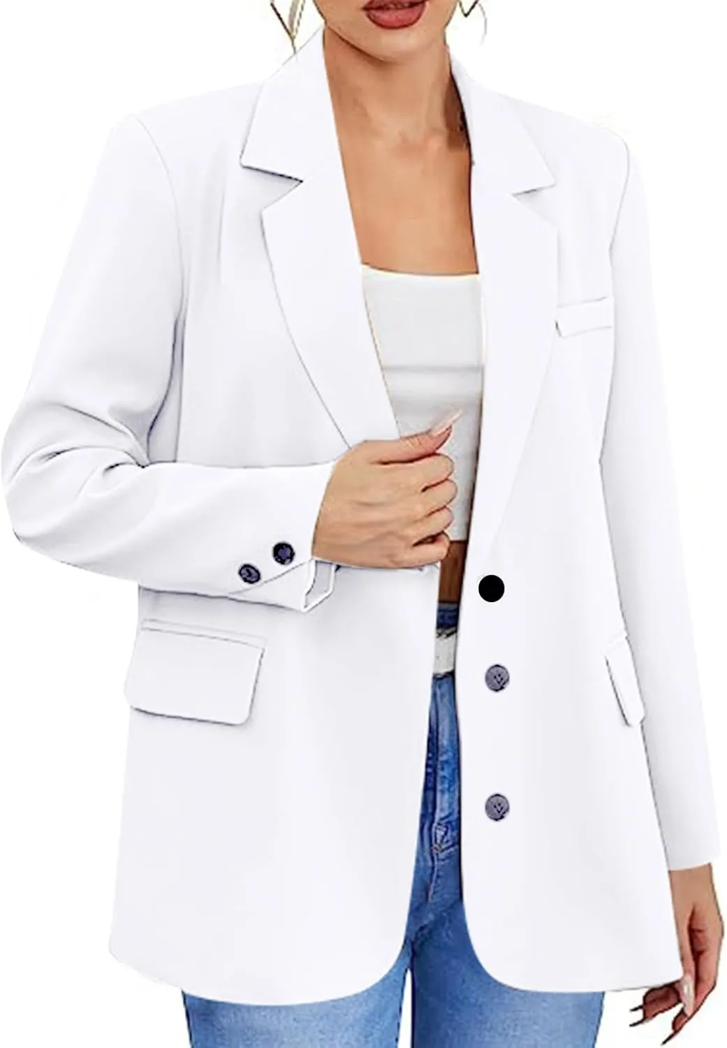 Women Blazers Fashion Dressy Tweed Women's Suit Cropped Dressy Trendy Blazers Pluse Size With Pockets Cardigan