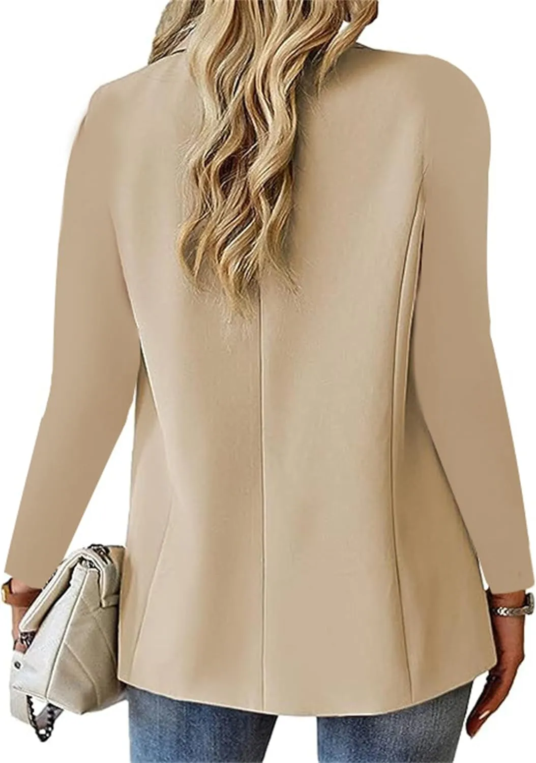 Women Blazers for Work Casual Button Lapel Open Front Business Blazer Dressy Long Sleeve Suit Jackets with Pocket