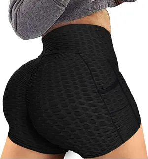 Women Butt Lift Yoga Shorts Tummy Control Plus Size High Waist Butt Lifting Compression Running Textured Booty Leggings