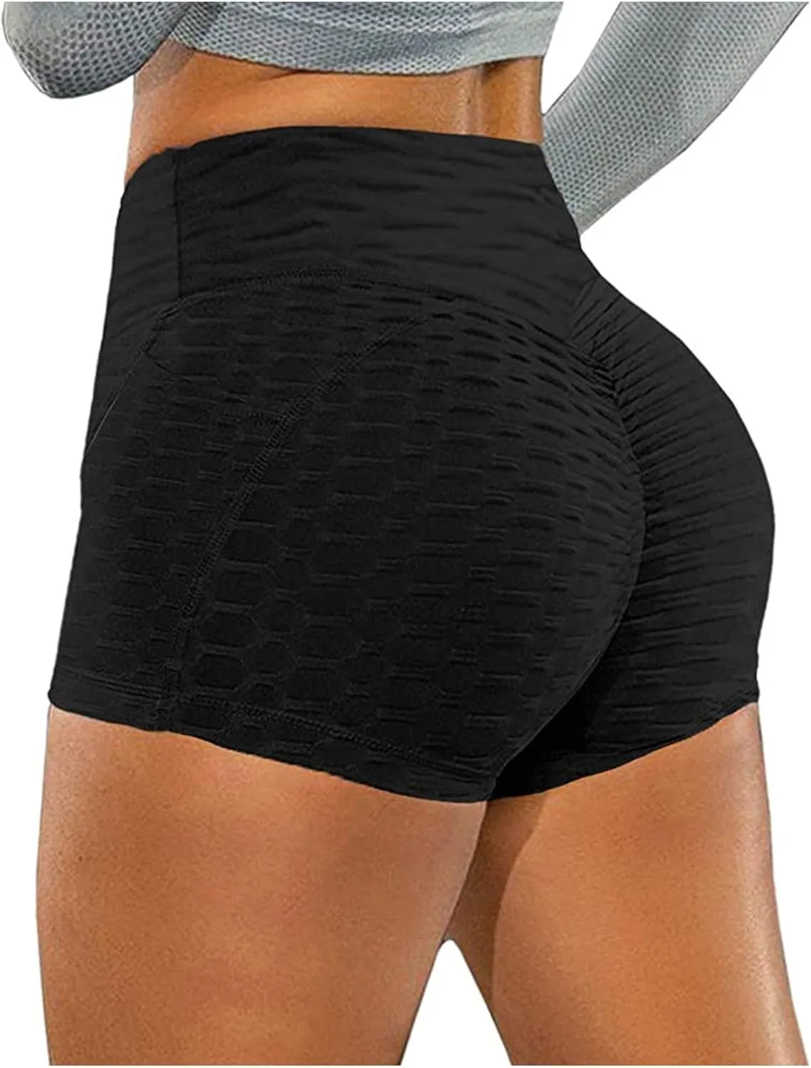 Women Butt Lift Yoga Shorts Tummy Control Plus Size High Waist Butt Lifting Compression Running Textured Booty Leggings