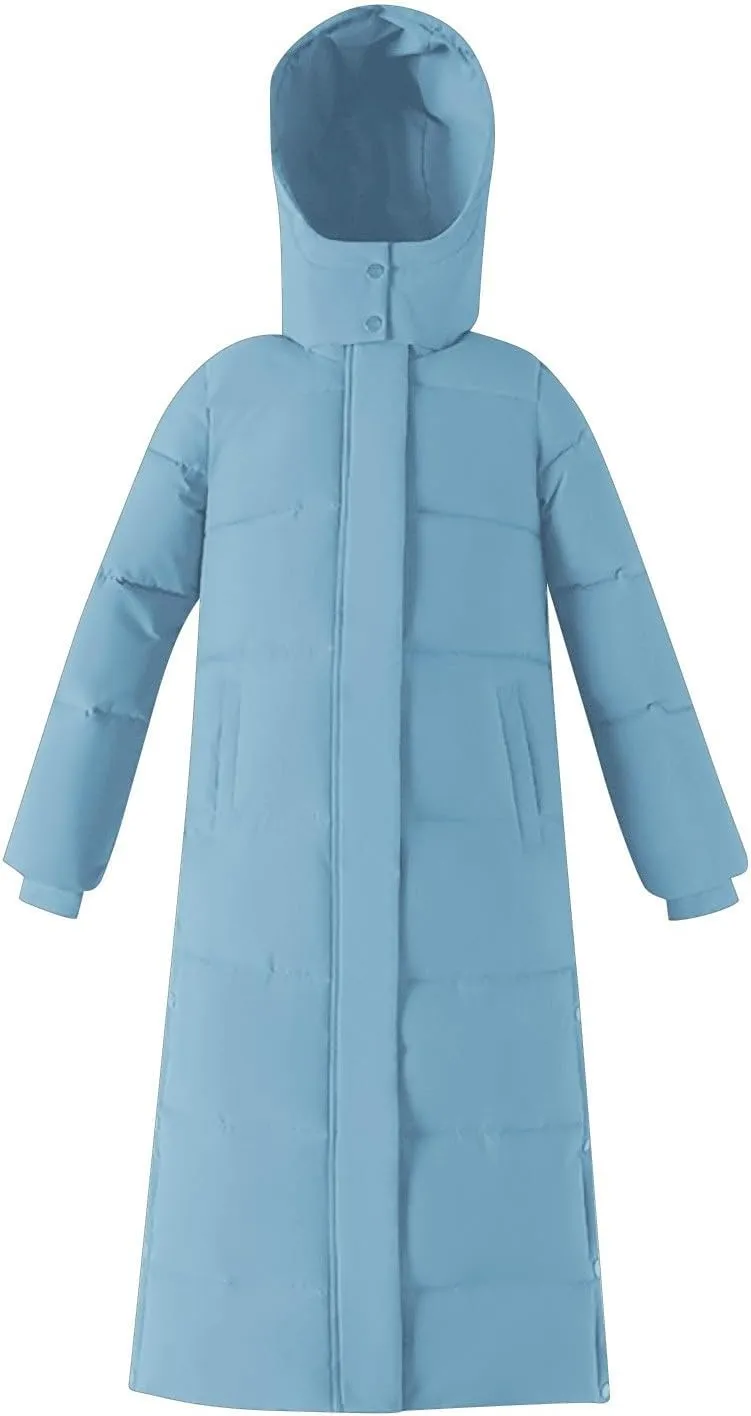 Women Down Puffer Coat Long Lightweight Jacket with Hood Bubble Coat Plus Size Quilted Parka Winter Hoodies