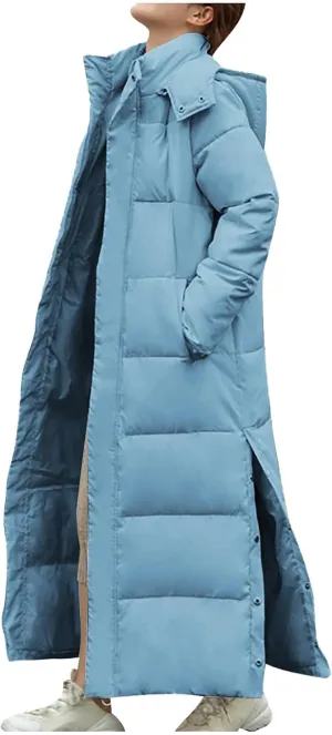 Women Down Puffer Coat Long Lightweight Jacket with Hood Bubble Coat Plus Size Quilted Parka Winter Hoodies