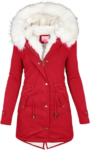Women Down Puffer Jacket with Hood Trendy Winter Fashion Lined Hooded Snow Coat Jacket Outwear Long Jackets for