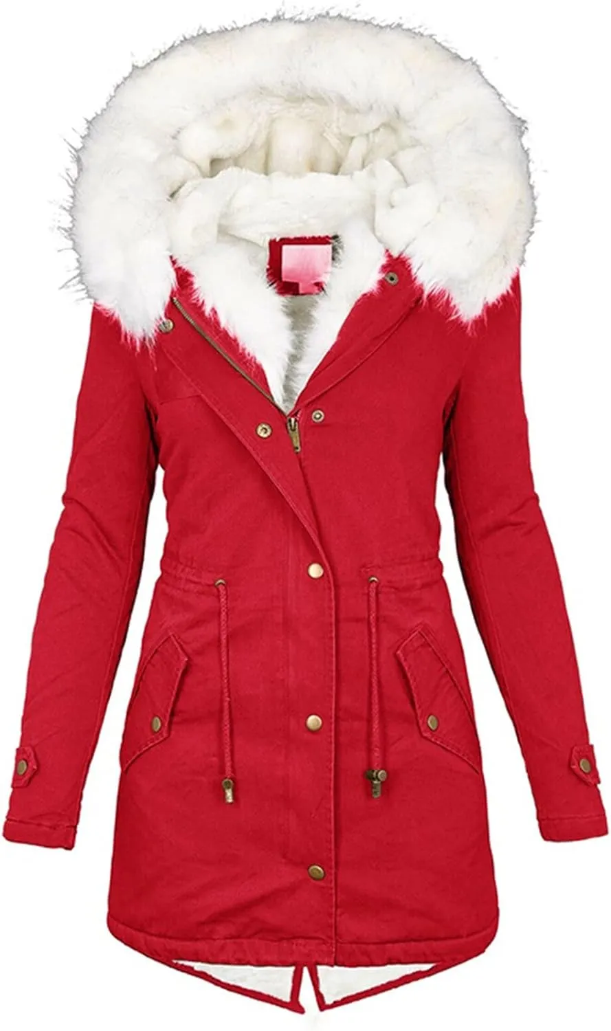 Women Down Puffer Jacket with Hood Trendy Winter Fashion Lined Hooded Snow Coat Jacket Outwear Long Jackets for