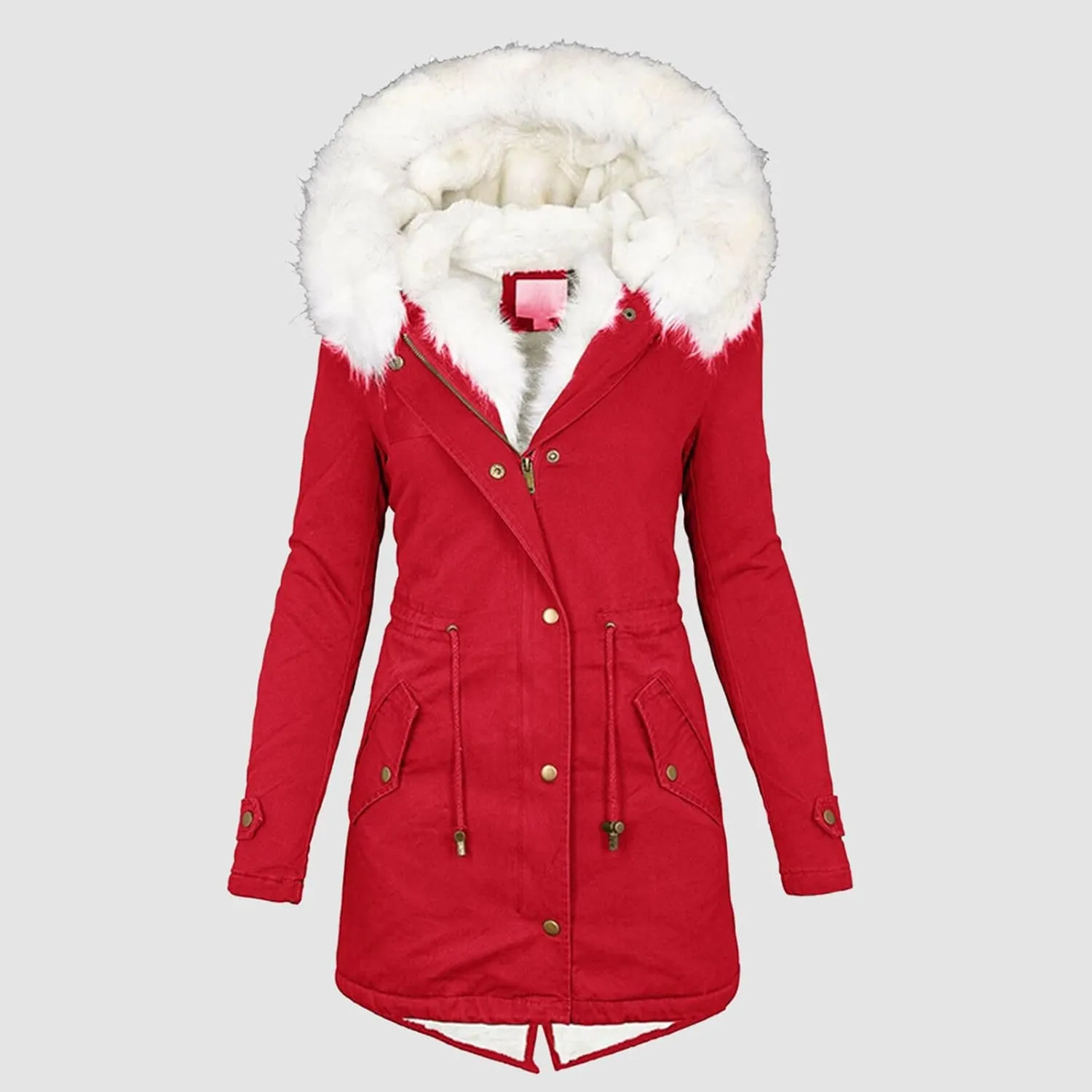 Women Down Puffer Jacket with Hood Trendy Winter Fashion Lined Hooded Snow Coat Jacket Outwear Long Jackets for