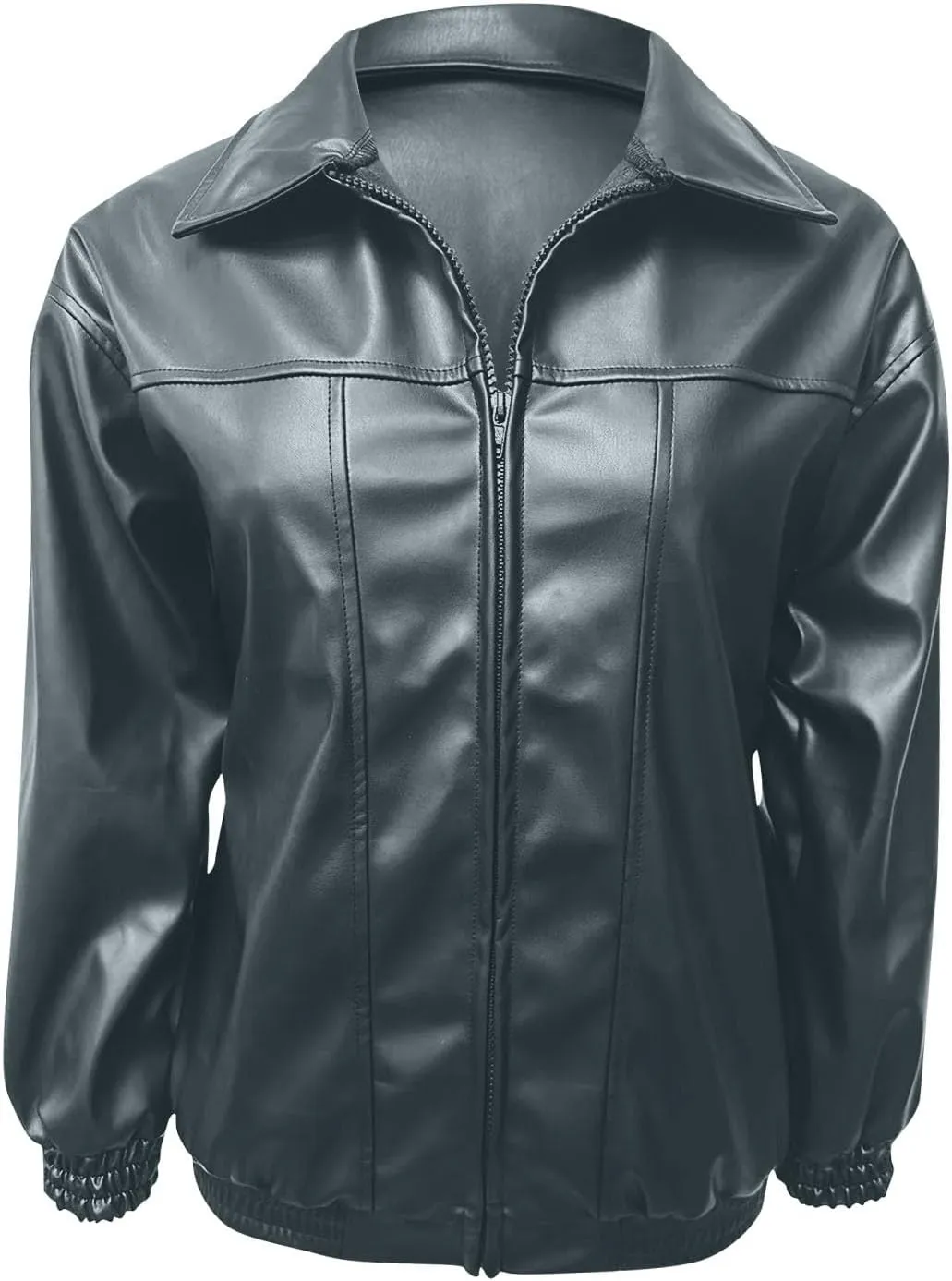 Women Fall Winter Leather Jacket Oversized Boyfriend Faux Leather Coats Zip Up Moto Biker Jacket PU Outerwear Tops