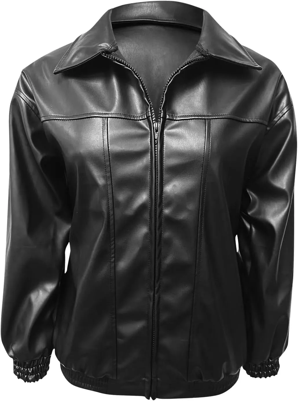 Women Fall Winter Leather Jacket Oversized Boyfriend Faux Leather Coats Zip Up Moto Biker Jacket PU Outerwear Tops