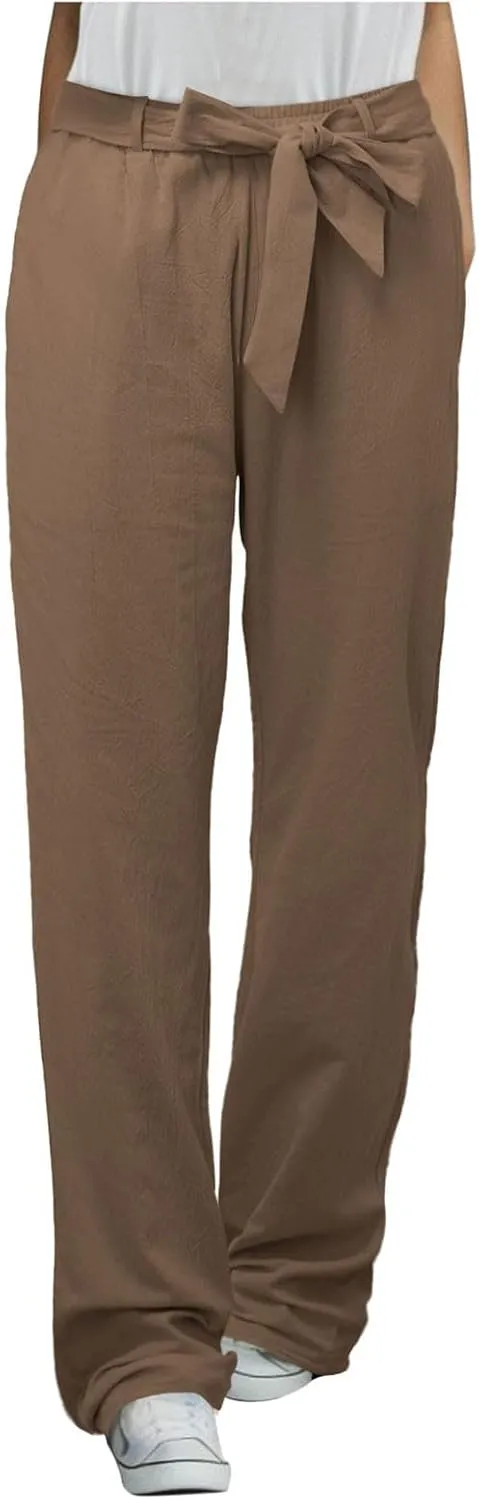 Women Linen Summer Baggy Palazzo Lounge Pants Low Waist Baggy Stretchy Plus Size Trousers Trendy
