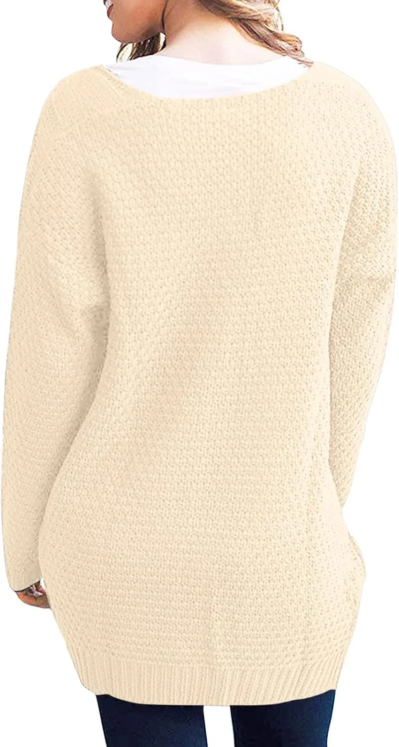Women Oversized Cardigan Sweaters Trendy Casual V-Neck Long Sleeve Warm Chunky Knit Slouchy Oversized Wrap Sweater Coats