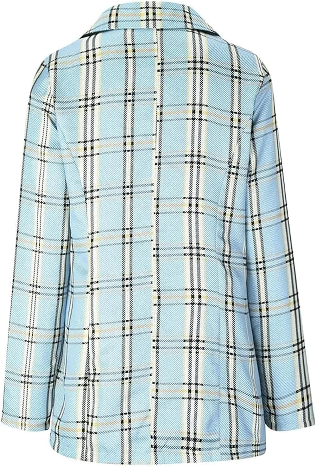 Women Plaid Sweatshirt Blazer Plus Size Notch Lapel Business Work Checkered Suit Jacket Stylish Open Front Cardigan