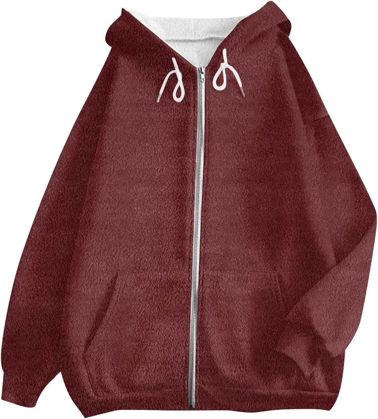 Women Winter Hoodies Zip Up Fleece Warm Sweatshirts Jacket Drawstring Long Sleeve Fleece Lined Hoodie Sweatshirt