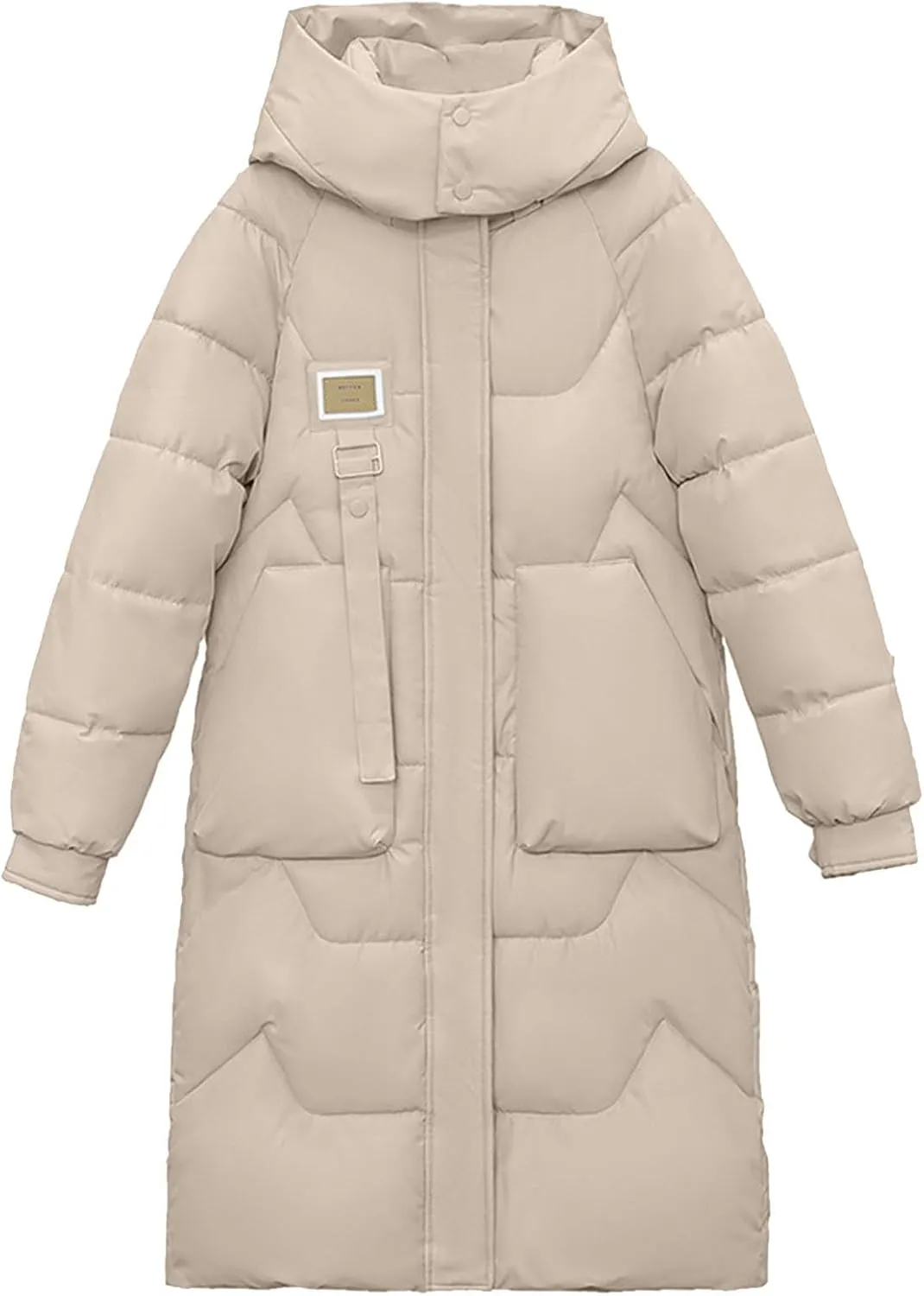 Women Winter Long Puffer Jacket Plus Size Quilted Jacket Hoodies Down Coat Stand Collar Windproof Warm Thicken Parka