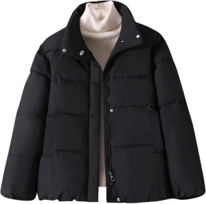 Womens 2024 Puffer Jacket Long Sleeve Full Zip Down Coats with Pockets Baggy Quilted Lightweight Jackets Winter Coats