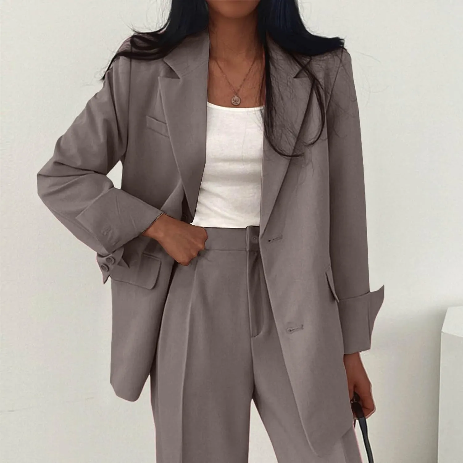 Women's Blazers & Suit Jackets Work Womens Top Buttonn Causal Lightweight Coat Fit It With Pockets Cardigan