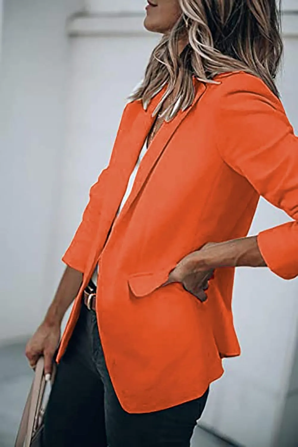Womens Blazers Casual One Button Blazer Dressy Suit Jackets Long Sleeve Open Front Blazer with Pockets Fall Outfits