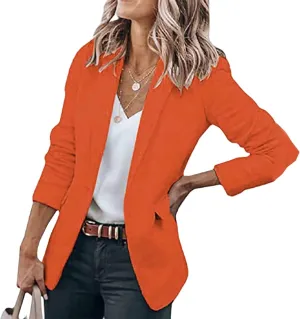 Womens Blazers Casual One Button Blazer Dressy Suit Jackets Long Sleeve Open Front Blazer with Pockets Fall Outfits