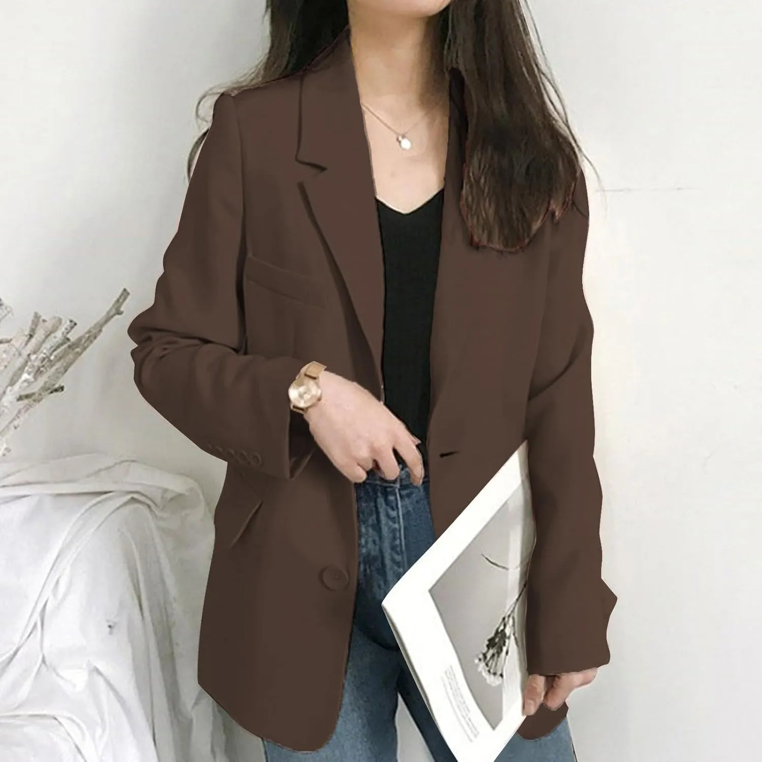 Womens Blazers for Work Casual Business Women Jacket Open Front Causal Novelty Top Baggy With Pockets Blazers